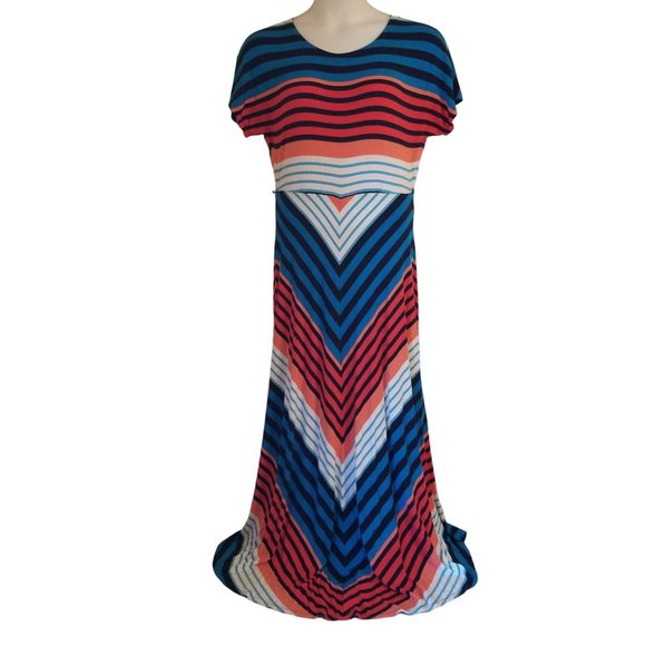 Tommy Hilfiger L Striped‎ Maxi Dress Summer Beach - Picture 2 of 8